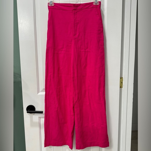 Hello Molly Hot Pink Cotton Wide Leg Pants - Picture 1 of 6